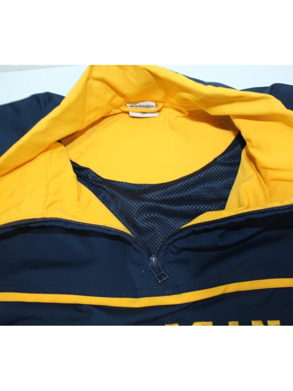 Vintage Columbia Warm Up Jacket Jersey Lined 1/4 Zip Michigan Embroidered Logo L - Picture 6 of 12